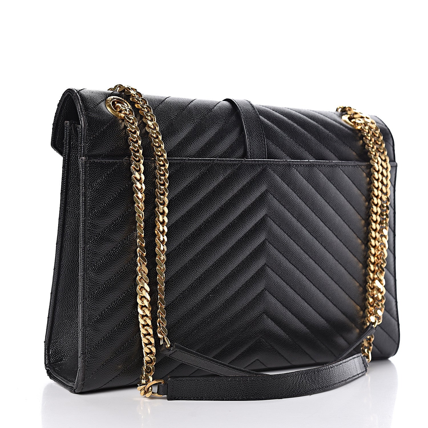 Saint Laurent Grain De Poudre Matelasse Chevron Large Monogram Satchel Black 3 of 11
