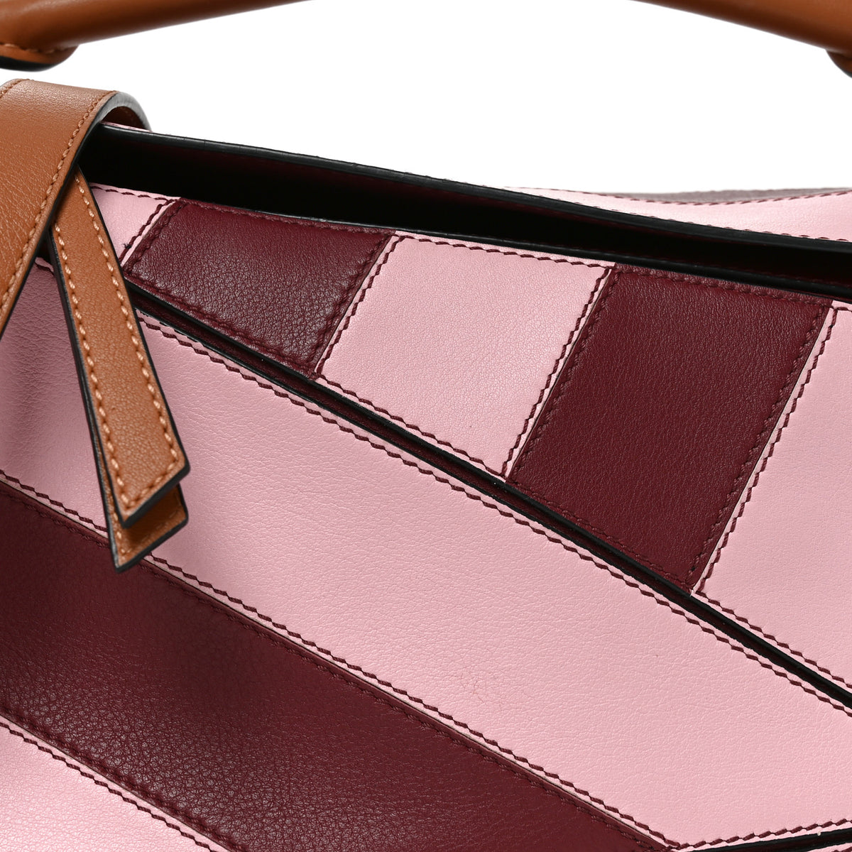 Calfskin Rugby Small Puzzle Bag Wine Pastel Pink