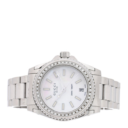 Gucci Stainless Steel Diamond Mother of Pearl 32mm Dive Quartz Watch 2 of 4