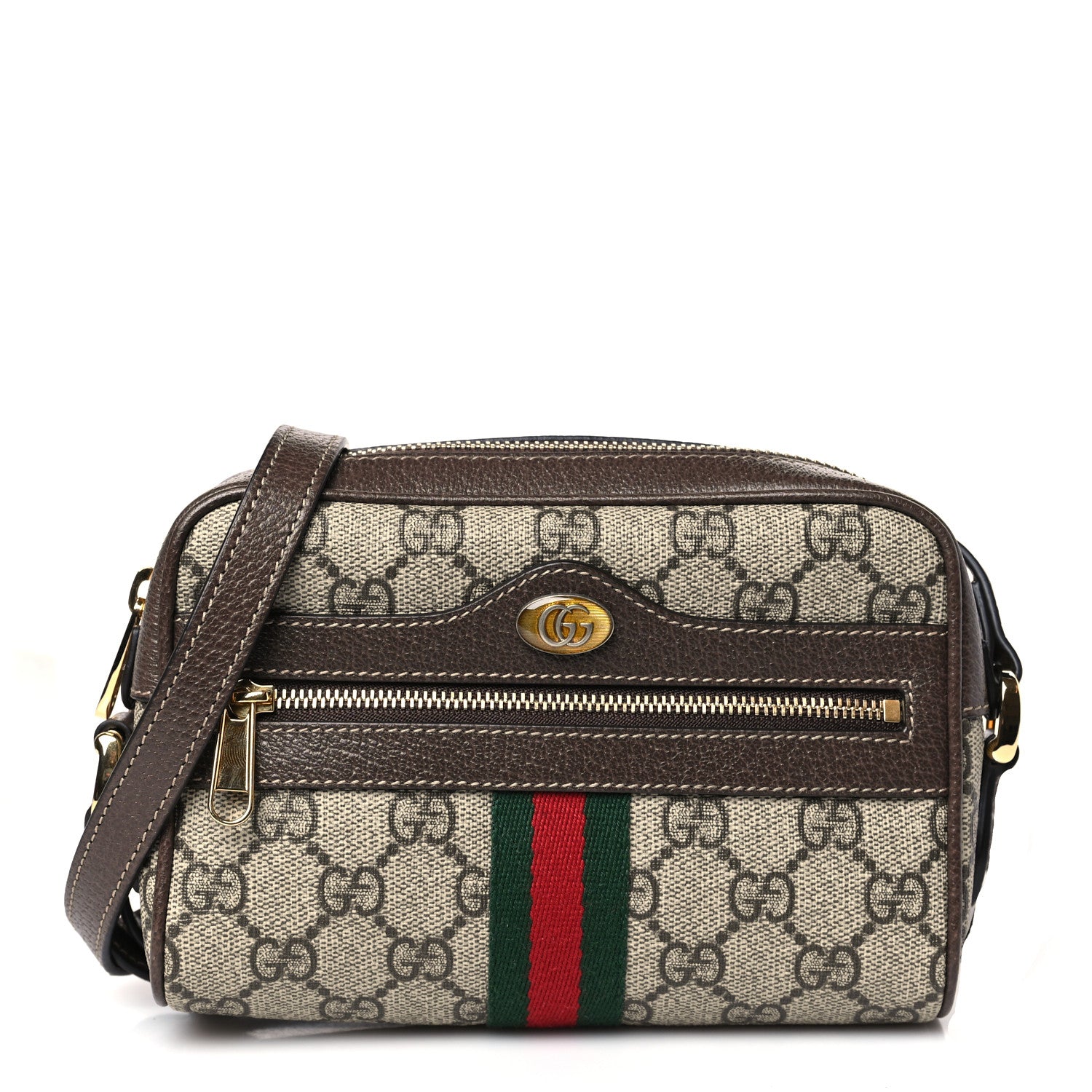 Gucci GG Supreme Monogram Web Mini Ophidia Shoulder Bag Brown 1 of 9