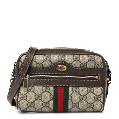 Gucci GG Supreme Monogram Web Mini Ophidia Shoulder Bag Brown 1 of 9