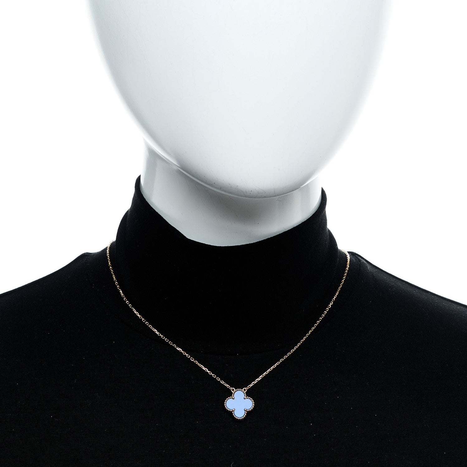 Van Cleef & Arpels VAN CLEEF &amp; ARPELS 18K Yellow Gold Blue Agate Vintage Alhambra Pendant Necklace 2 of 6