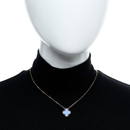 Van Cleef & Arpels VAN CLEEF &amp; ARPELS 18K Yellow Gold Blue Agate Vintage Alhambra Pendant Necklace 2 of 6