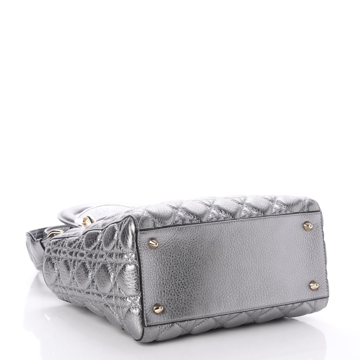 Christian Dior Metallic Grained Calfskin Cannage Medium Supple Lady Dior Silver 5 of 8