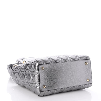 Christian Dior Metallic Grained Calfskin Cannage Medium Supple Lady Dior Silver 5 of 8