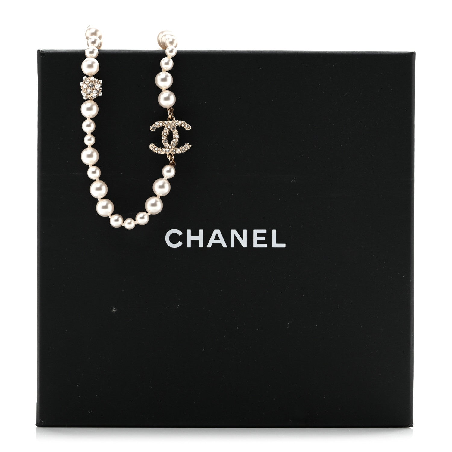 Chanel Pearl Crystal CC Short Necklace Gold Gold 7 of 7