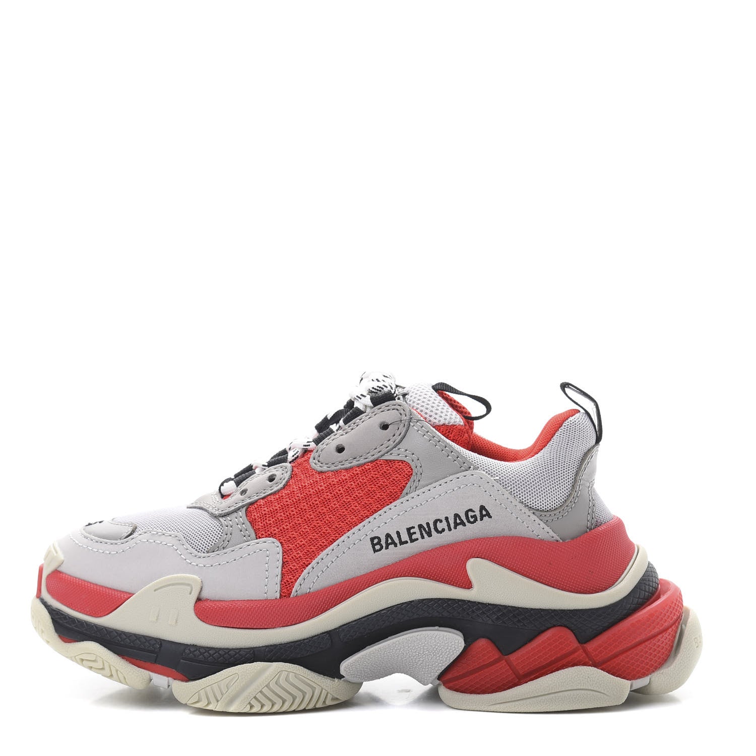 Balenciaga Fabric Mesh Womens Triple S Sneakers 35 Red Grey White 1 of 7