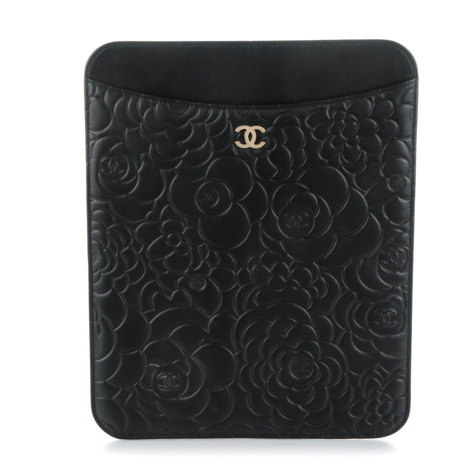 Chanel Lambskin Camellia Embossed iPad Case Black 1 of 9