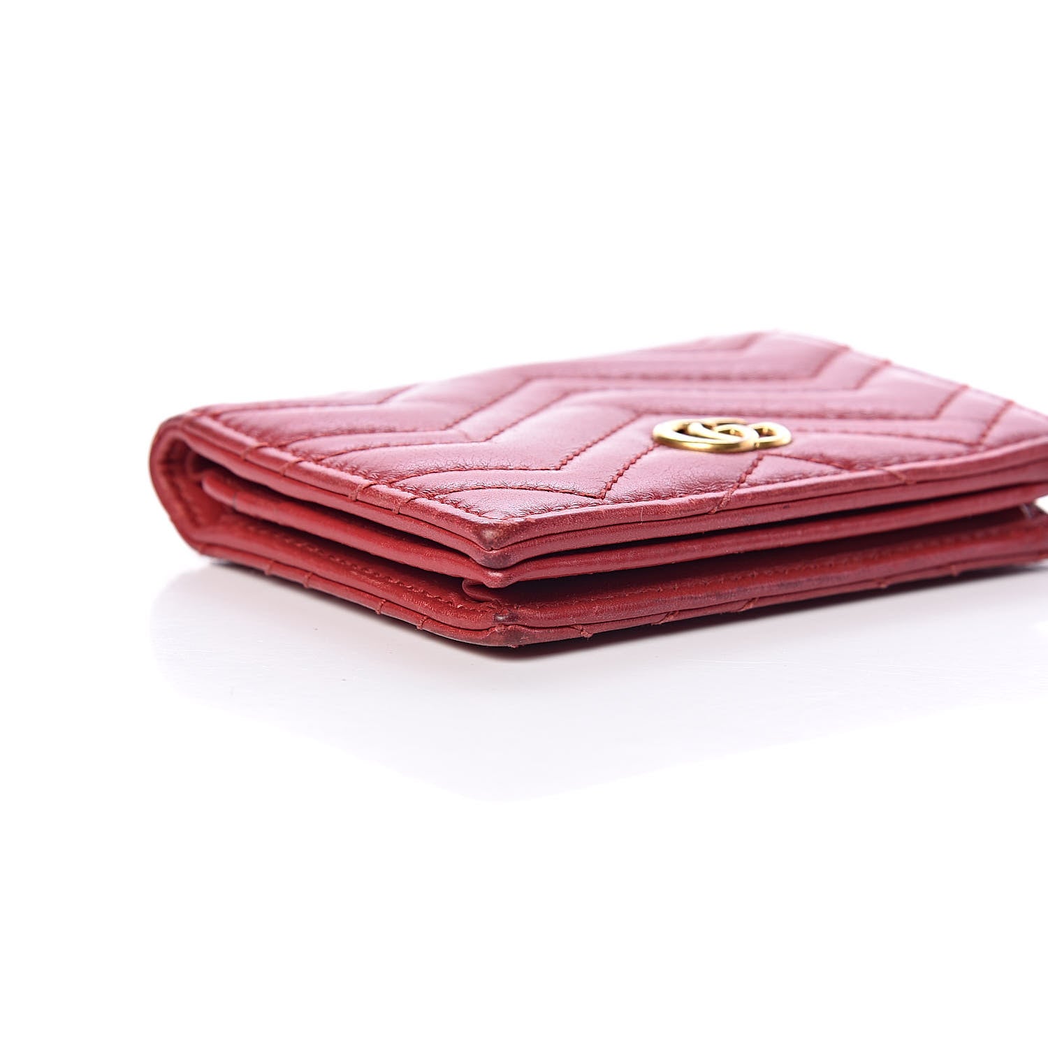 Gucci Calfskin Matelasse GG Marmont Card Case Hibiscus Red 8 of 10