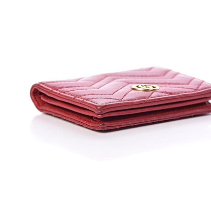 Gucci Calfskin Matelasse GG Marmont Card Case Hibiscus Red 8 of 10