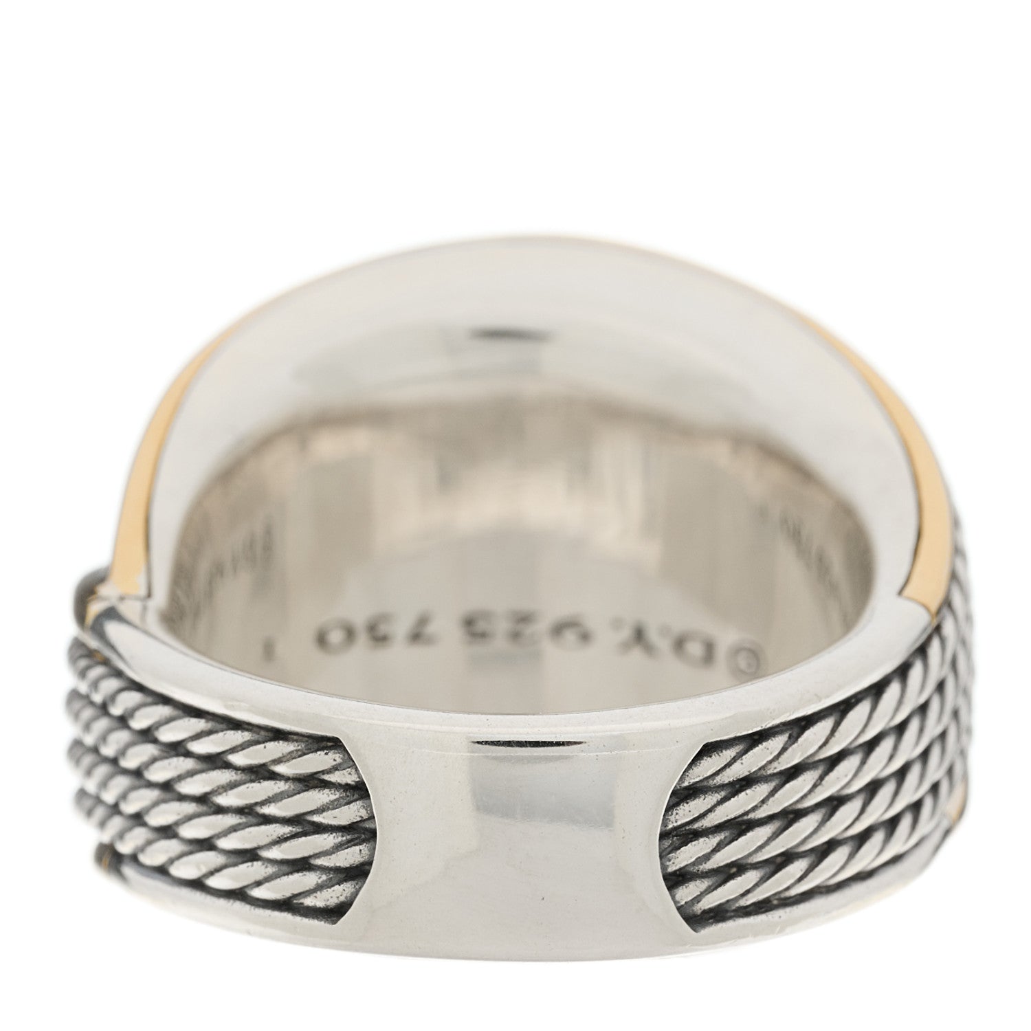 David Yurman Sterling Silver 18K Yellow Gold Origami Crossover Ring 58 8.25 4 of 5