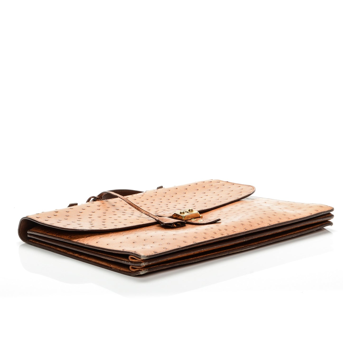 Ostrich Sac a Depeche Briefcase Gold