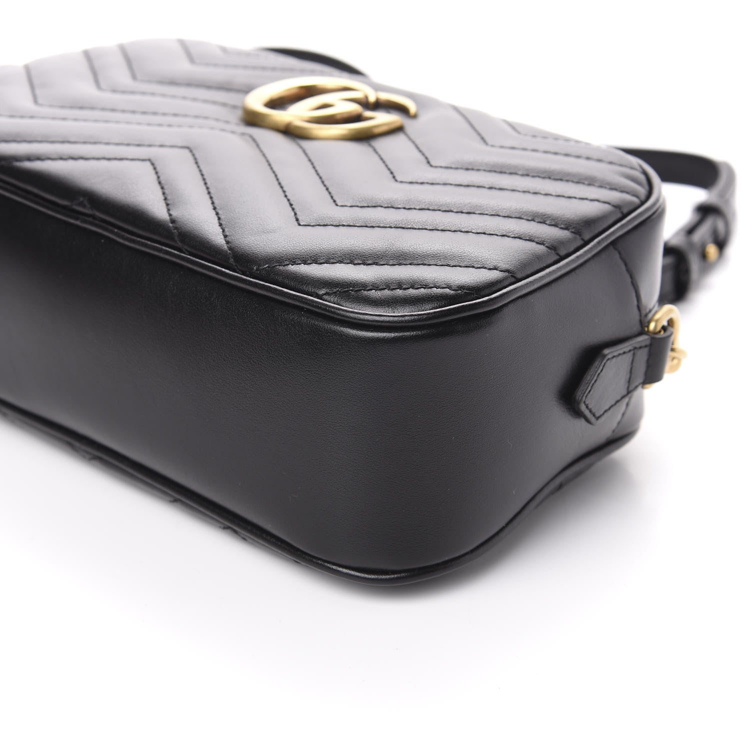 Gucci Calfskin Matelasse Small GG Marmont Chain Shoulder Bag Black 9 of 10