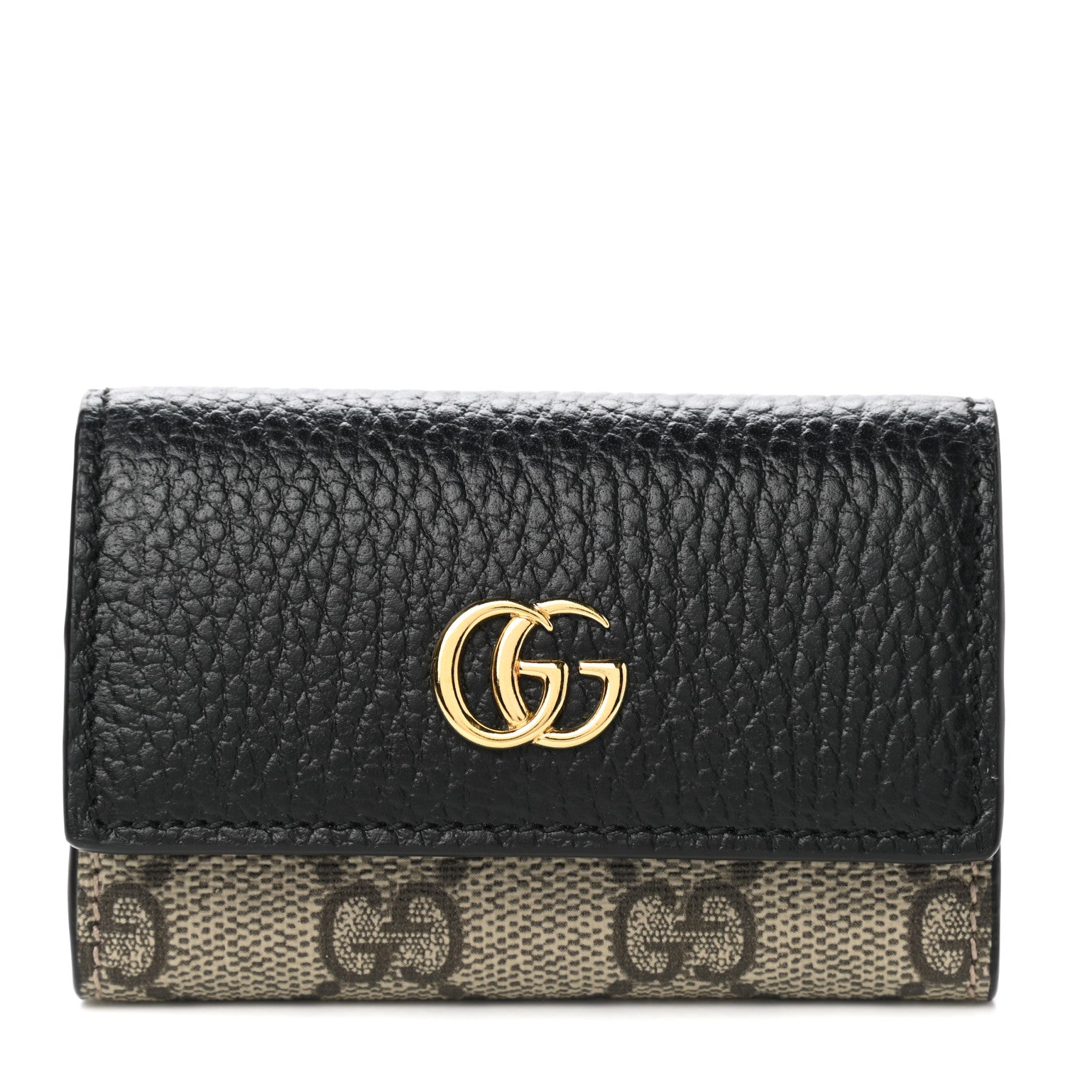 Gucci Dollar Calfskin GG Supreme Monogram GG Marmont 6 Key Holder Case Black Beige Ebony 1 of 9