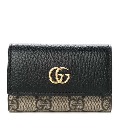 Gucci Dollar Calfskin GG Supreme Monogram GG Marmont 6 Key Holder Case Black Beige Ebony 1 of 9