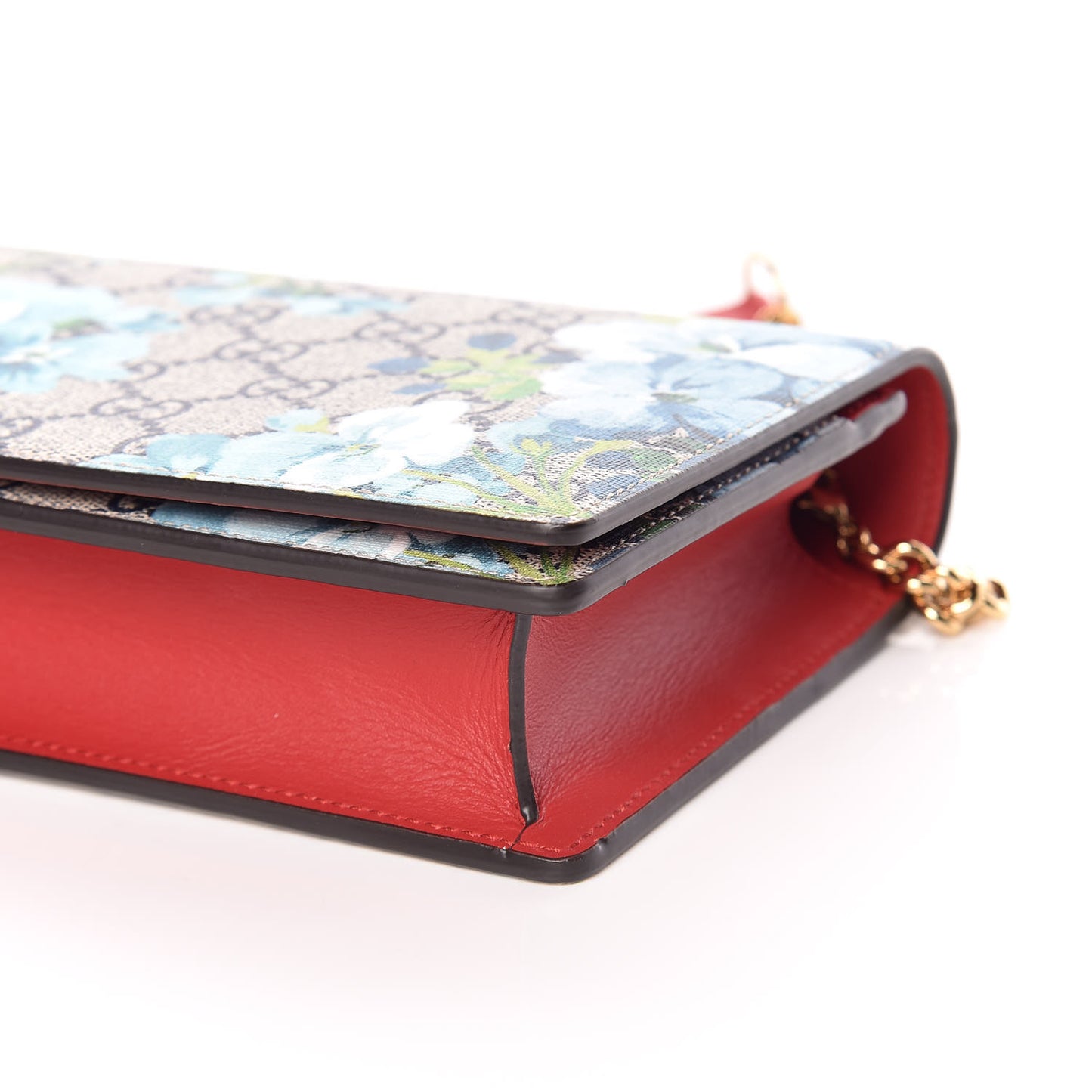 GG Supreme Monogram Blooms Chain Wallet Blue