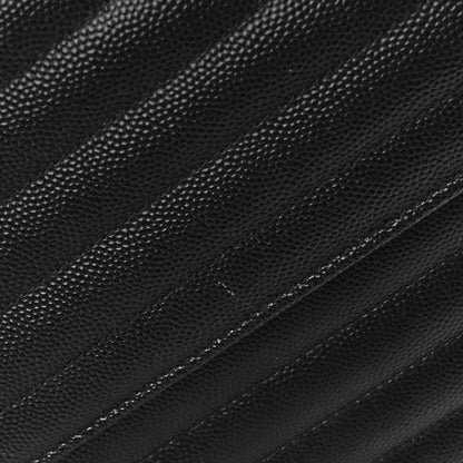Saint Laurent Grain De Poudre Matelasse Chevron Large Monogram Satchel Black 12 of 13