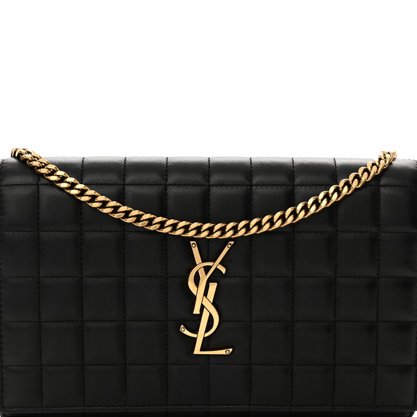 Lambskin Carre Quilted Cassandre Chain Wallet Black