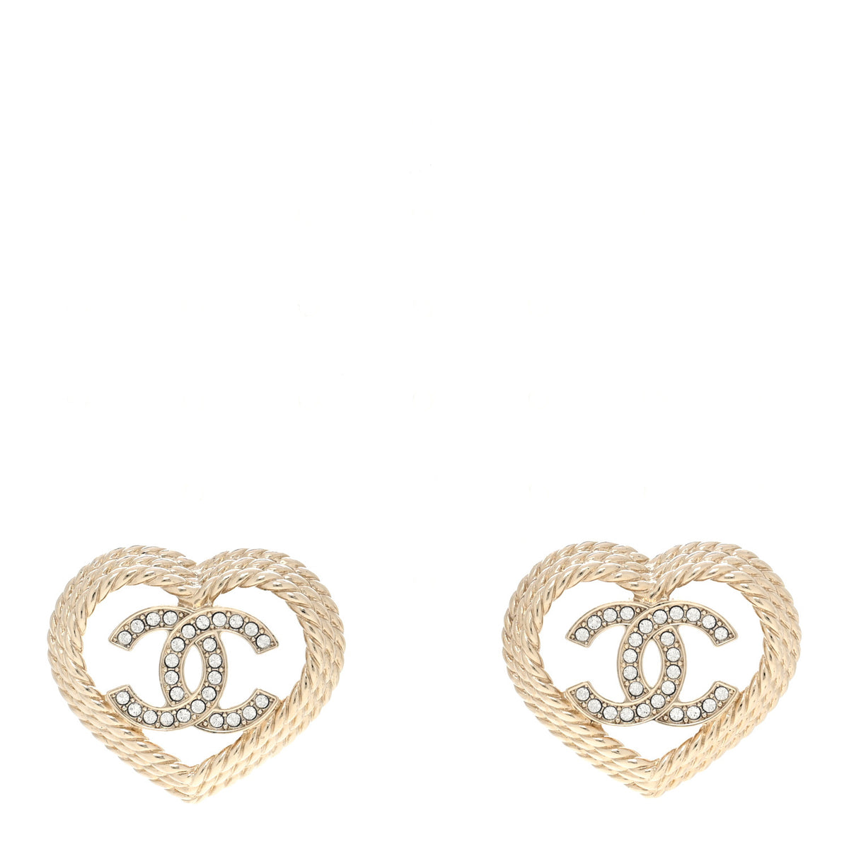 Crystal CC Twist Heart Earrings Gold