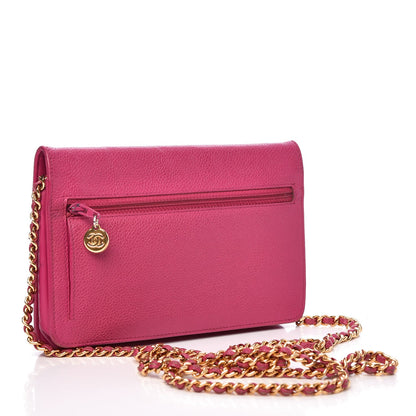 Chanel Caviar Timeless CC Wallet On Chain WOC Dark Pink 3 of 16