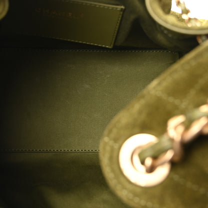 Chanel Suede Quilted Small Chanel 25 Handbag Khaki 5 of 10