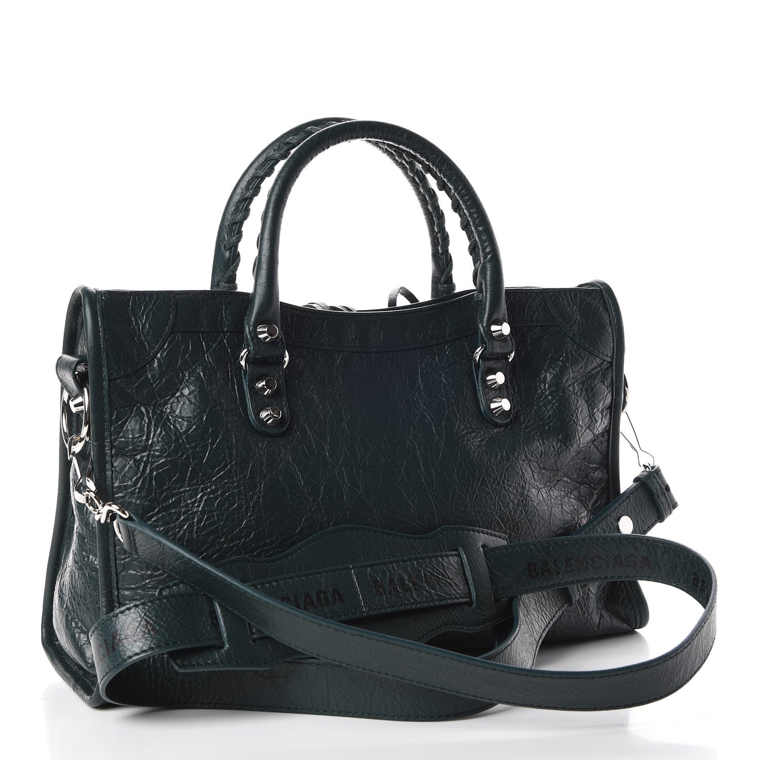 Balenciaga Agneau Classic Silver Hardware S City Logo Strap Sapin Black 4 of 10