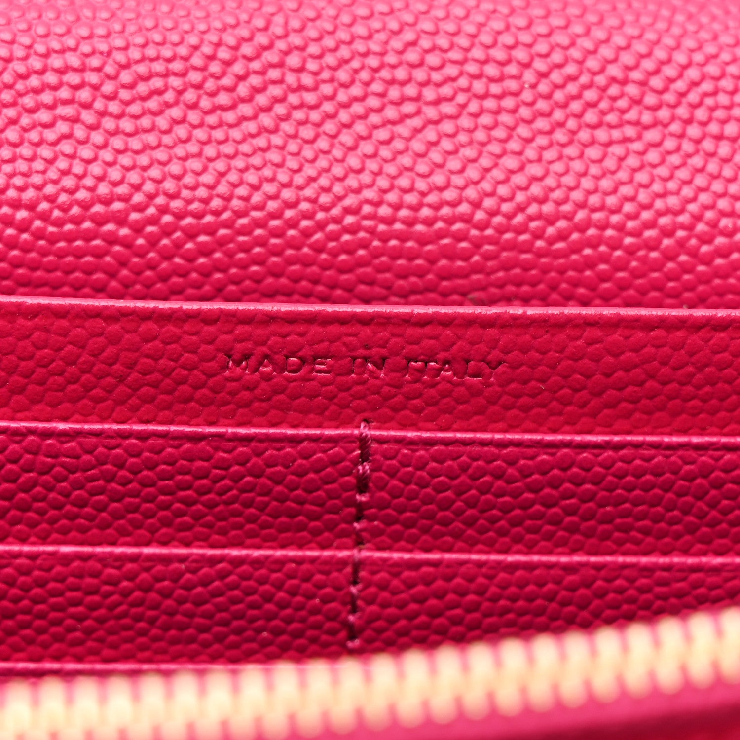 Saint Laurent Grain De Poudre Matelasse Chevron Monogram Chain Wallet Lipstick Fuchsia 8 of 15