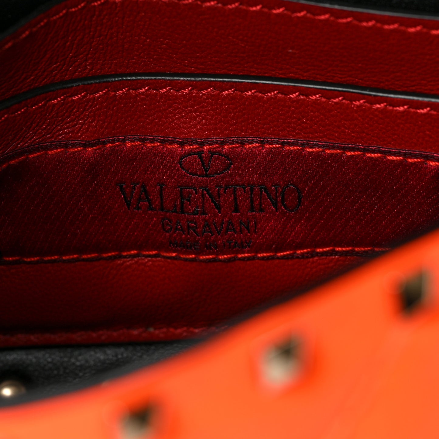 Calfskin Micro Rockstud Spike Shoulder Bag Orange