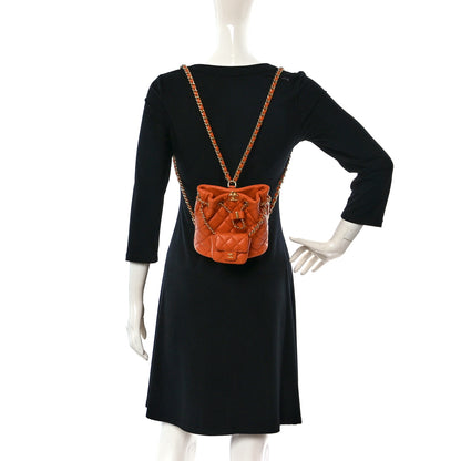 Chanel Calfskin Quilted Small CC Chain Bucket Backpack Orange 2 of 10