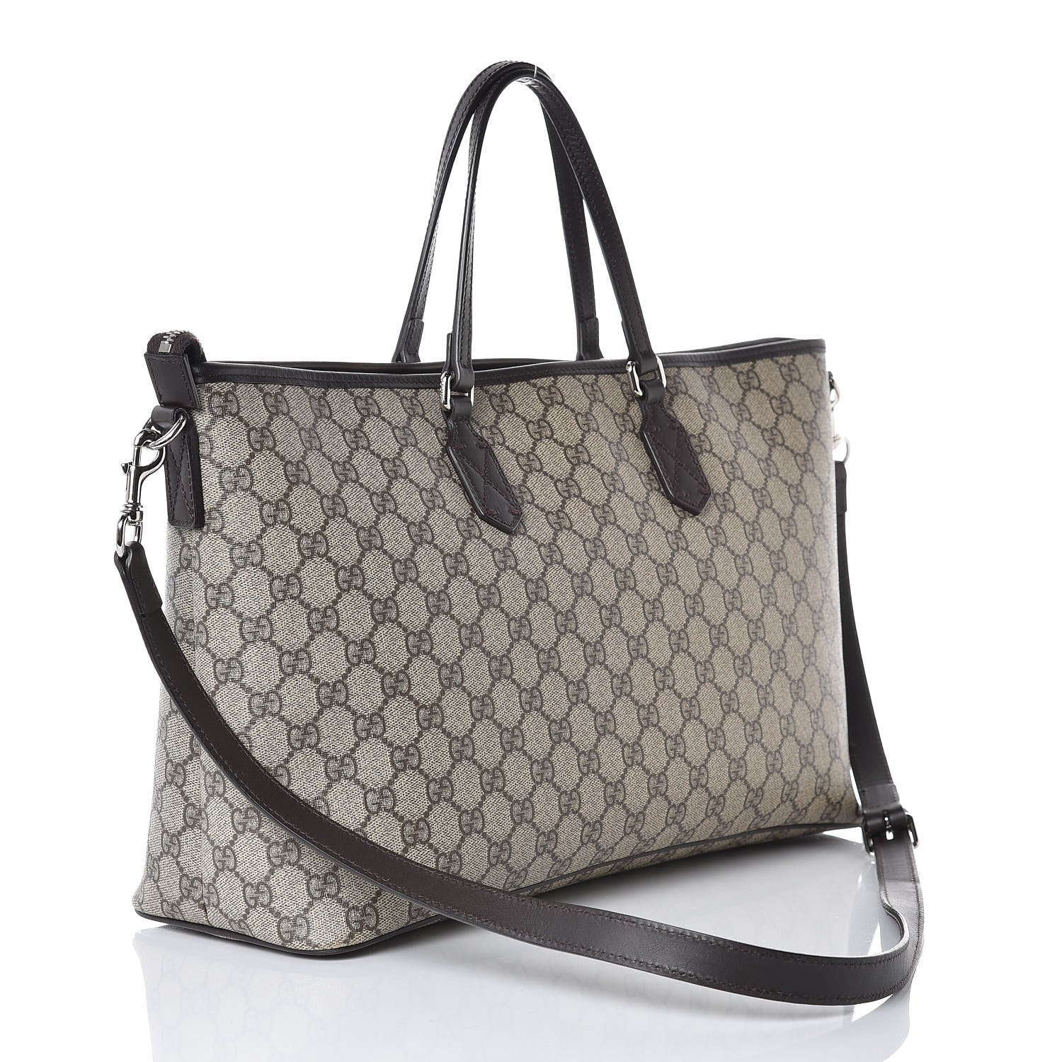 Gucci GG Supreme Monogram Medium Zippered Tote Dark Brown 4 of 8