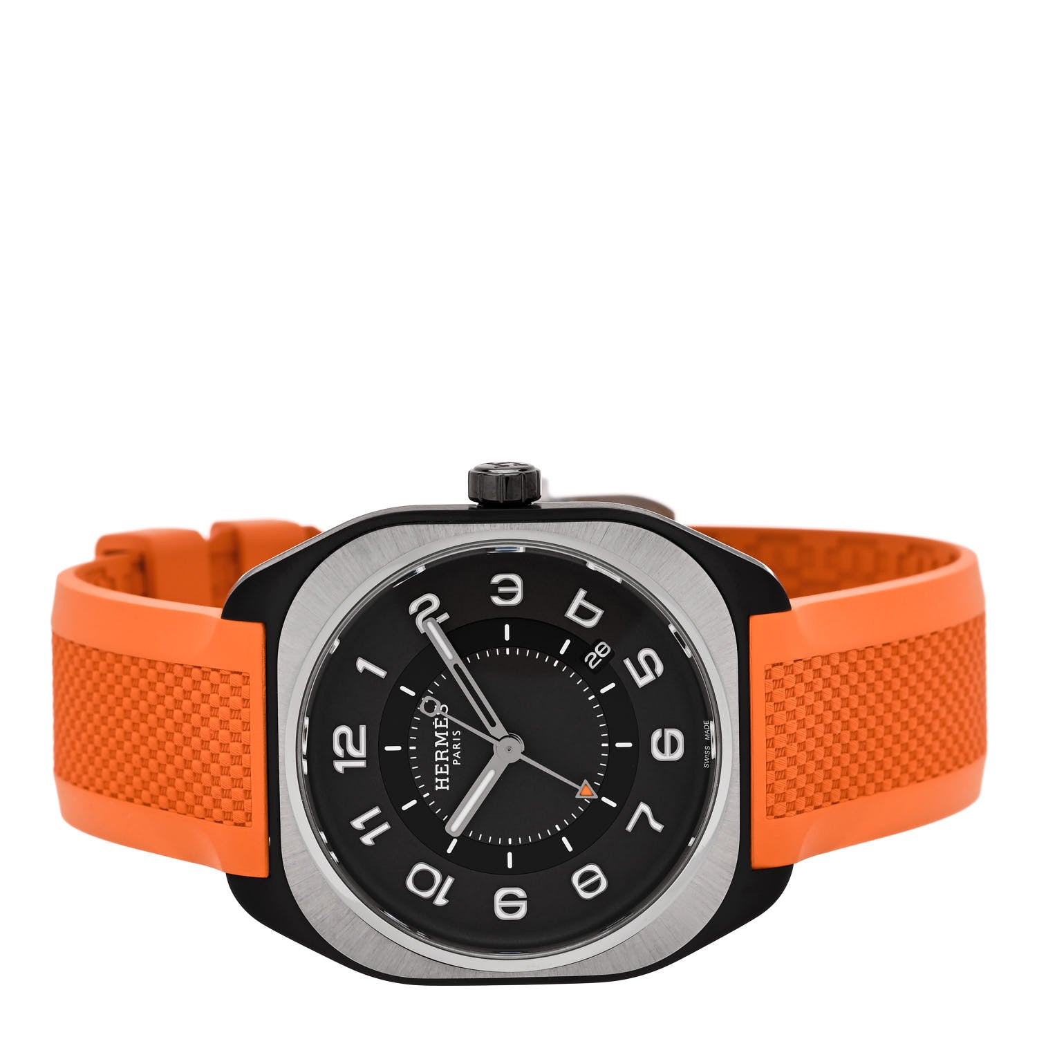 Hermes DLC Coated Titanium Rubber 39mm H08 Automatic Watch Orange 2 of 5
