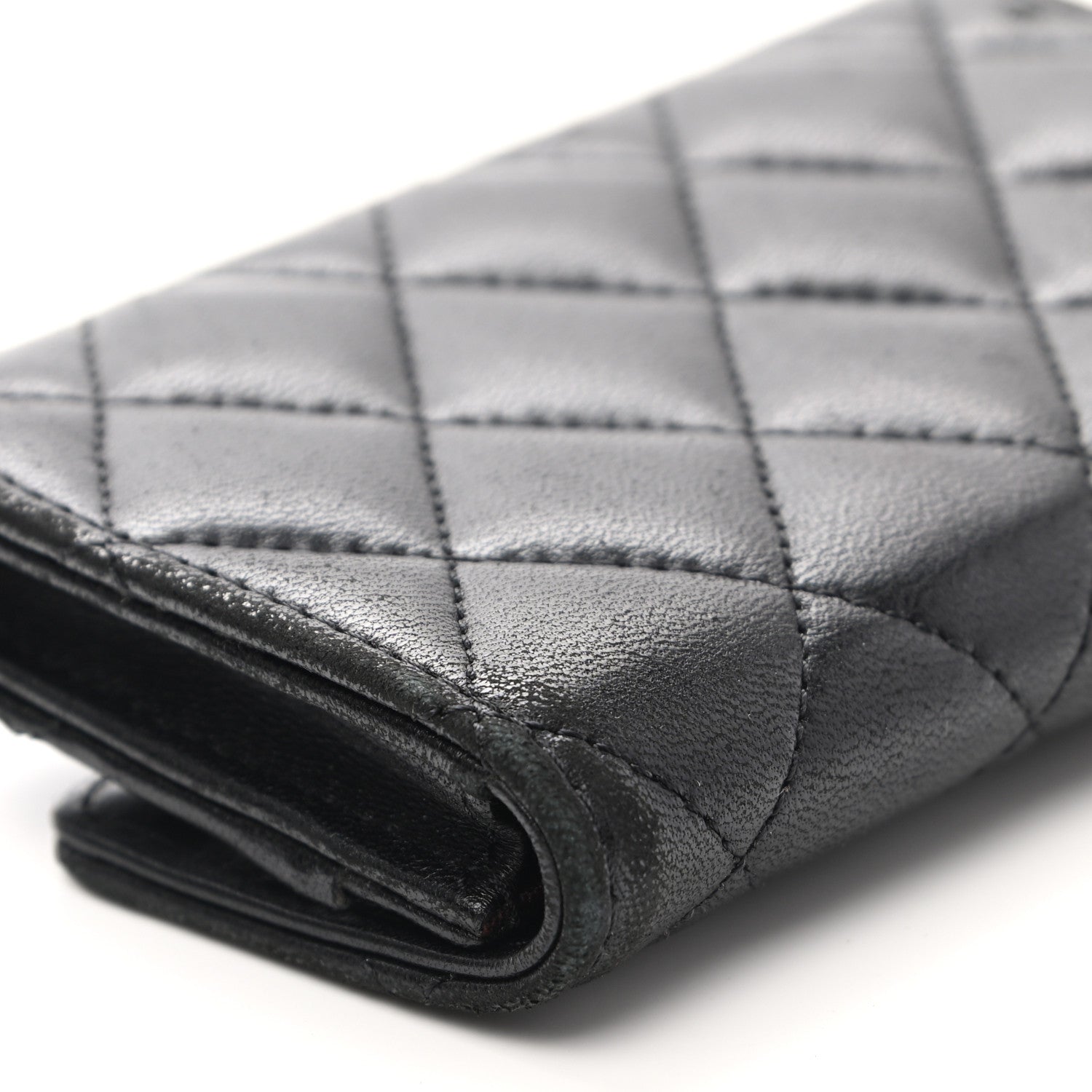Chanel Lambskin Quilted Flap Card Holder Wallet Black 9 of 14