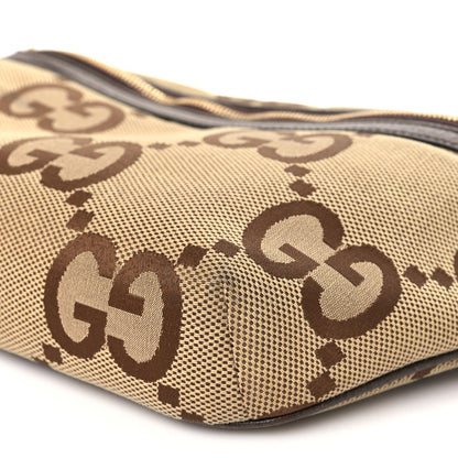 Gucci Monogram Jumbo GG Textured Dollar Calfskin Web Belt Bag Camel Ebony New Acero 10 of 10