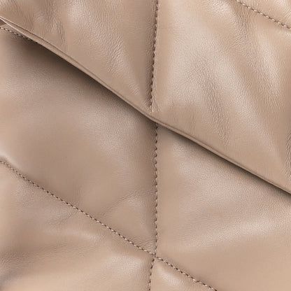 Saint Laurent Lambskin Quilted Medium Loulou Puffer Monogram Chain Satchel Dark Beige 9 of 11