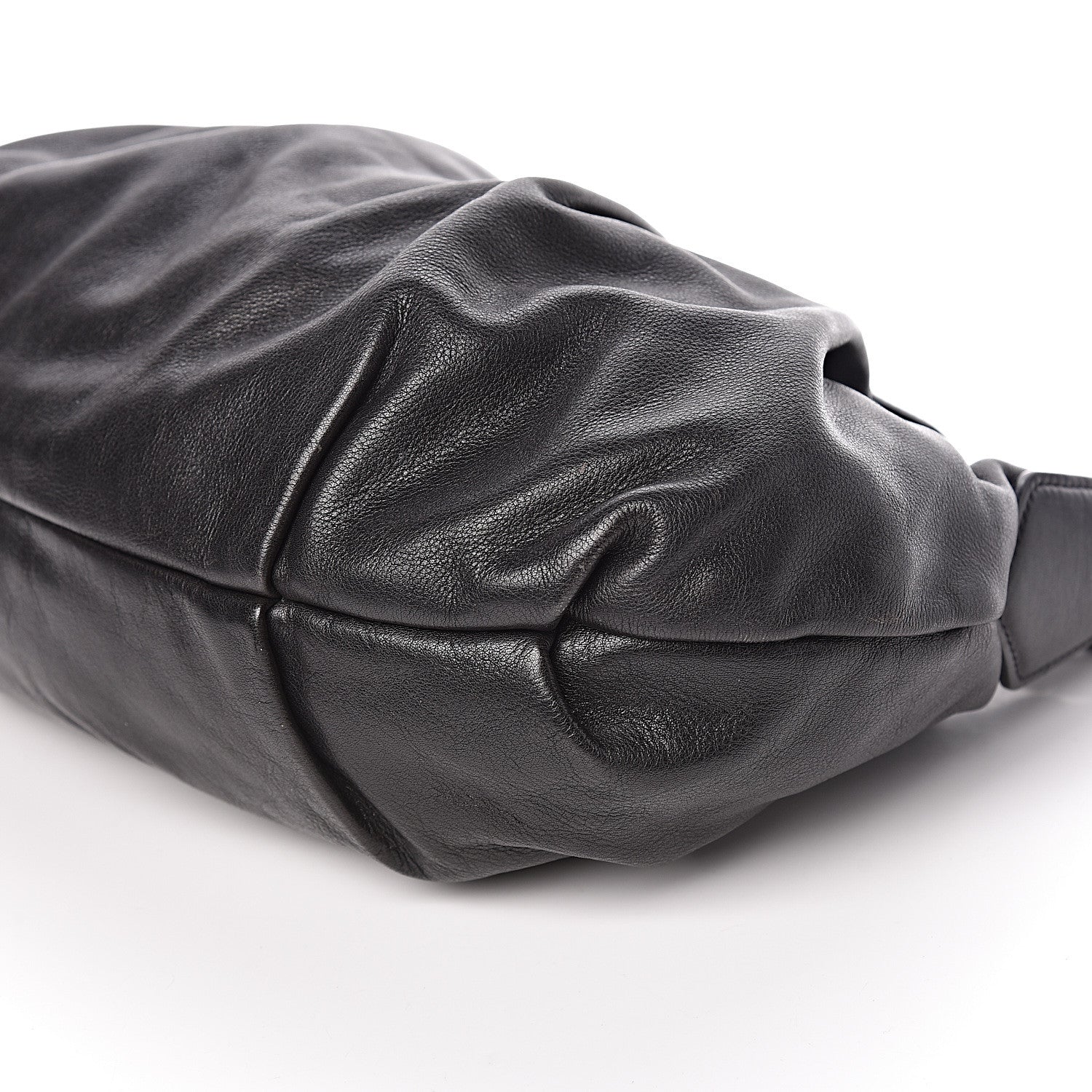 Prada Soft Calf Pleated Hobo Black 9 of 10