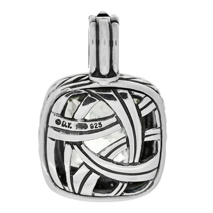 David Yurman Sterling Silver Diamond Prasiolite 14mm Albion Enhancer Pendant 3 of 4