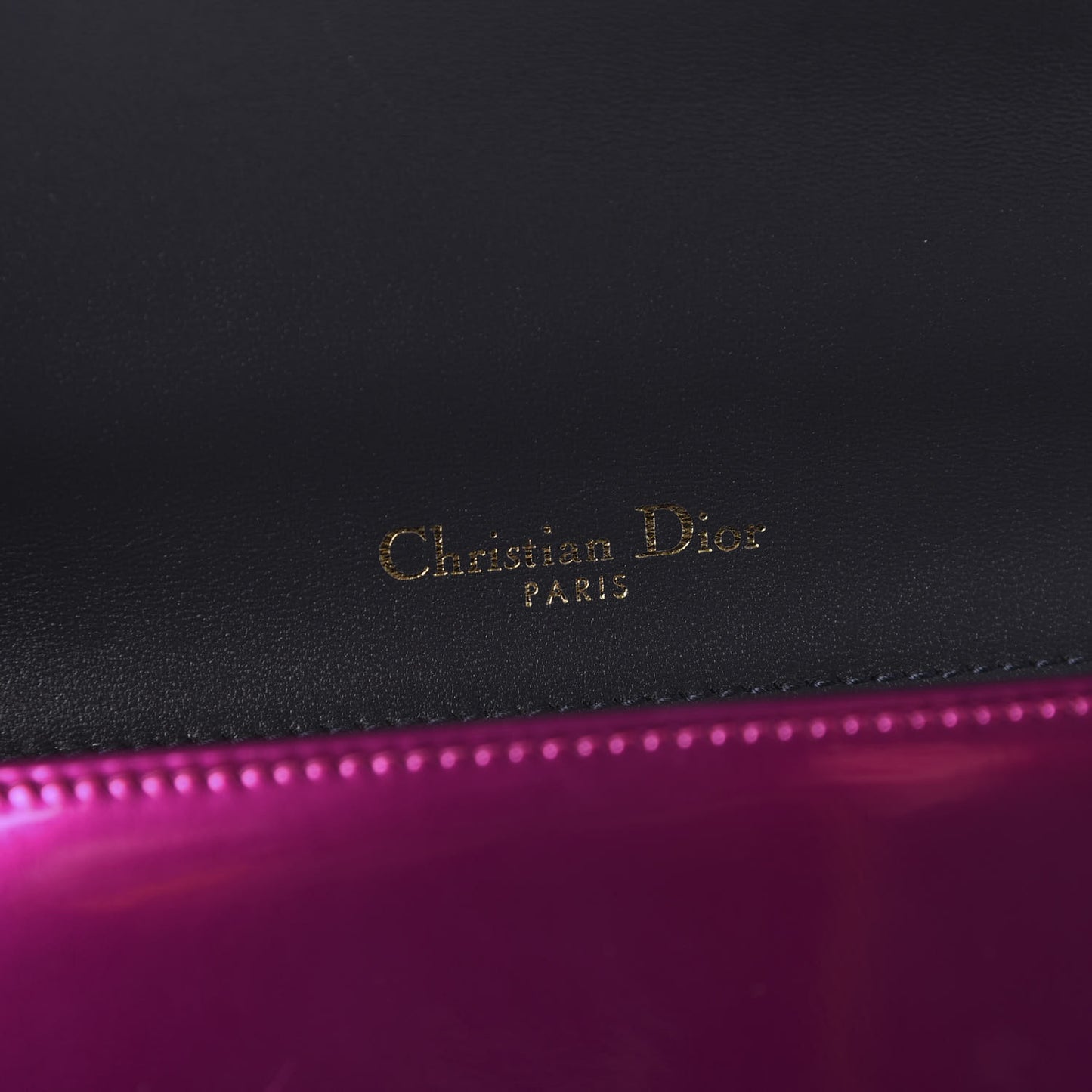 Metallic Patent Micro-Cannage Small Diorama Flap Bag Fuchsia