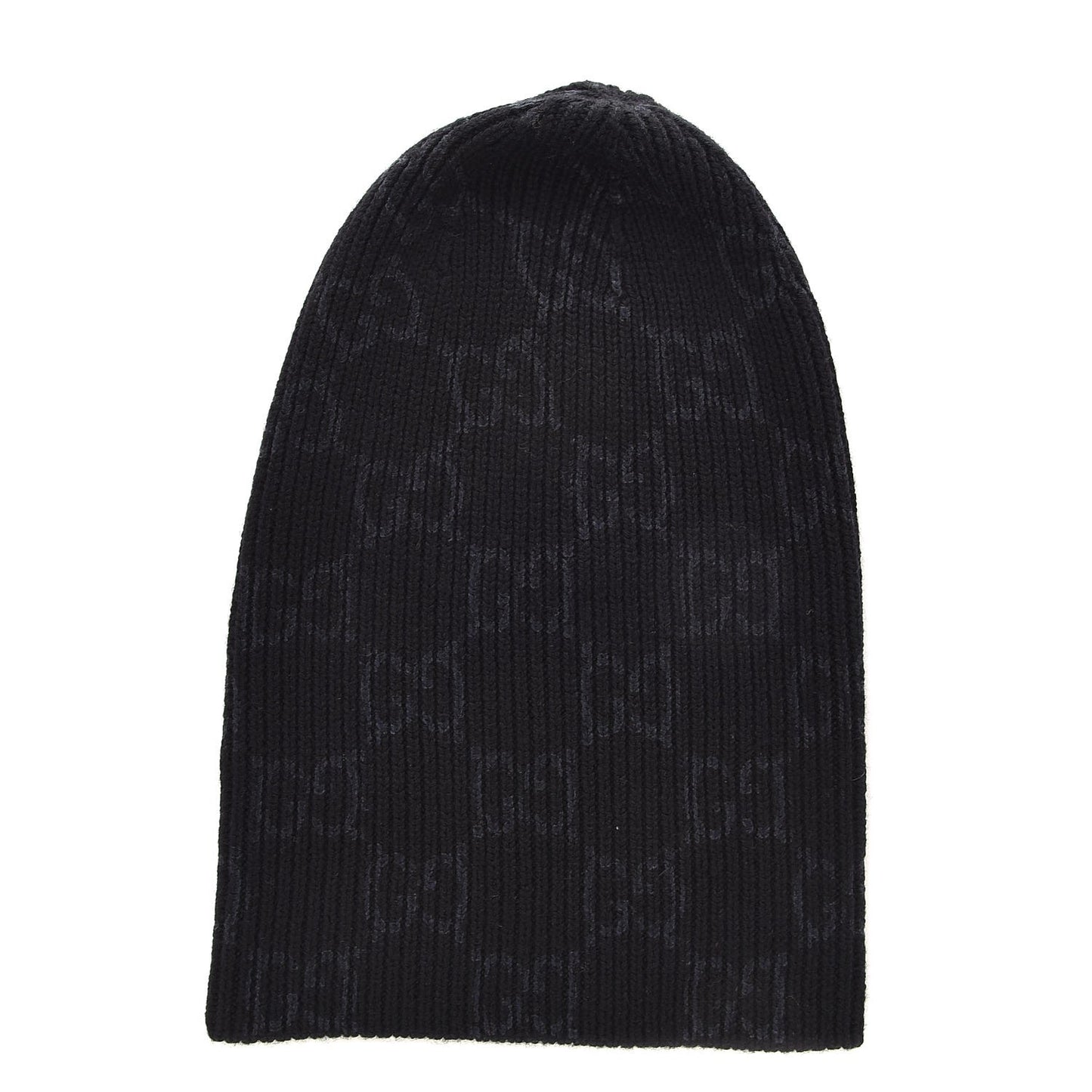 Wool GG Monogram Beanie Hat Black