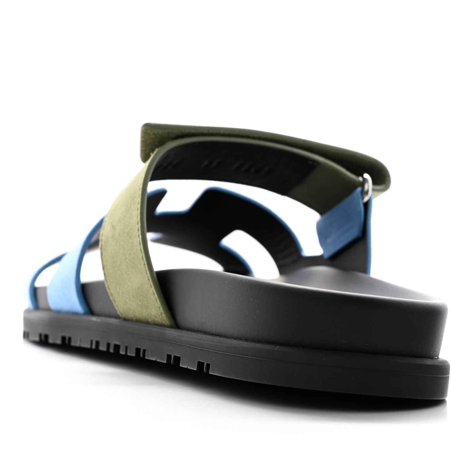 Suede Goatskin Womens Chypre Sandals 37 Bleu Cameo Vert