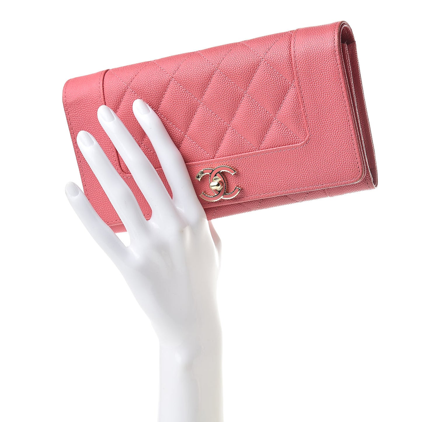 Caviar Quilted Mademoiselle Vintage Flap Wallet Pink