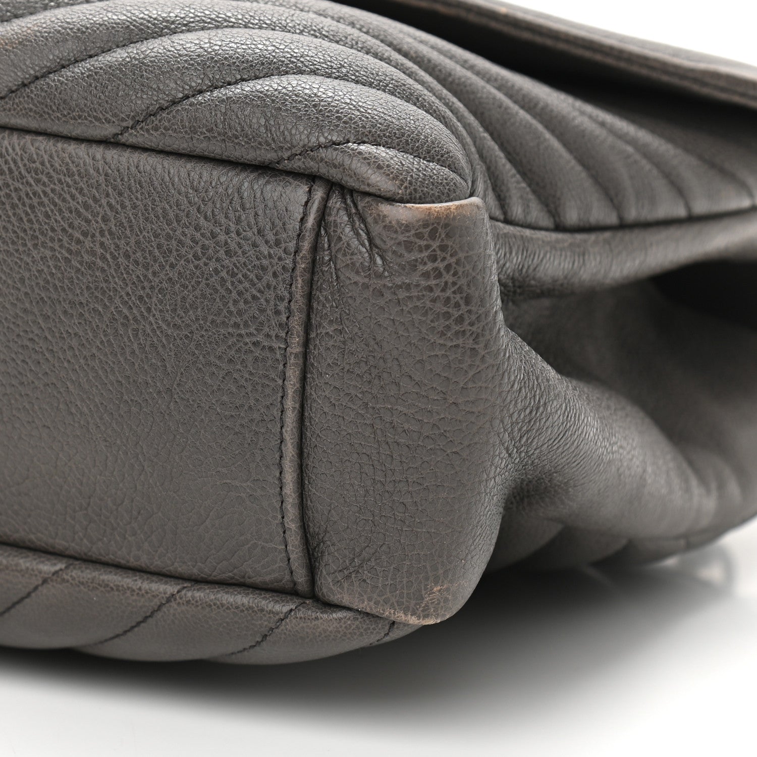 Saint Laurent Sheepskin Matelasse Chevron Monogram Large College Satchel Dark Anthracite 11 of 14