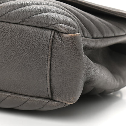 Saint Laurent Sheepskin Matelasse Chevron Monogram Large College Satchel Dark Anthracite 11 of 14