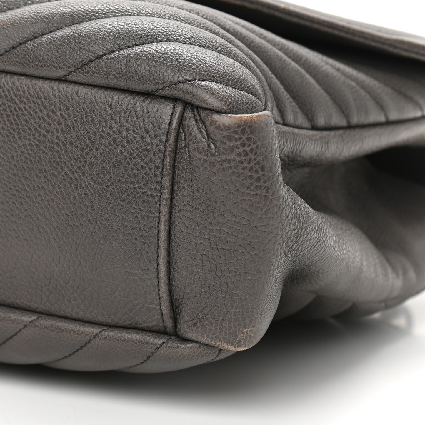 Sheepskin Matelasse Chevron Monogram Large College Satchel Dark Anthracite