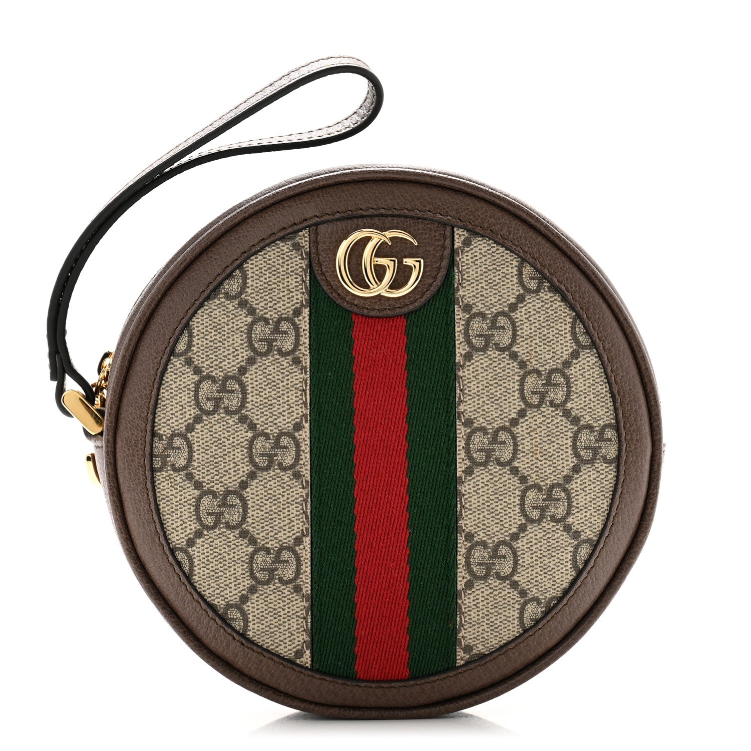 Gucci GG Supreme Monogram Web Ophidia Circle Wristlet Beige New Acero 1 of 8