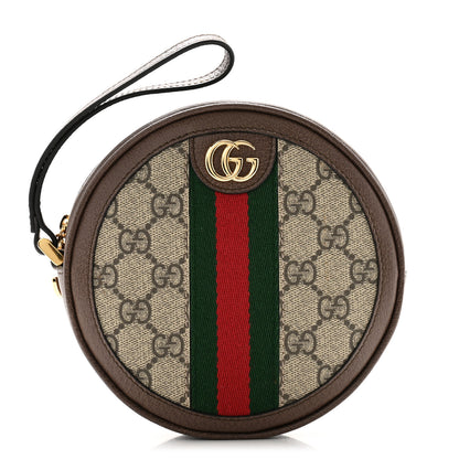 Gucci GG Supreme Monogram Web Ophidia Circle Wristlet Beige New Acero 1 of 8