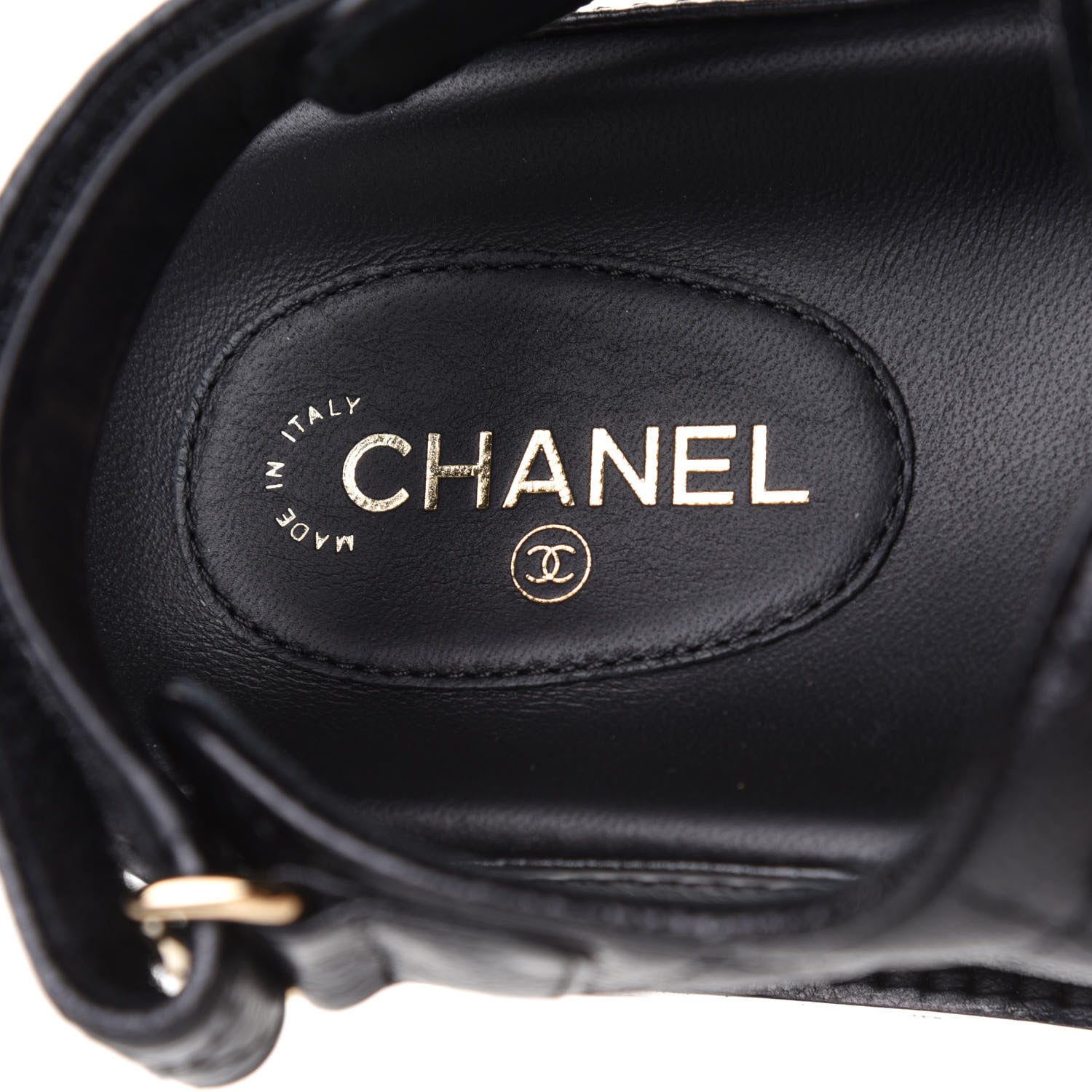 Chanel Grained Calfskin Velcro Dad Sandals 38.5 Black 8 of 10
