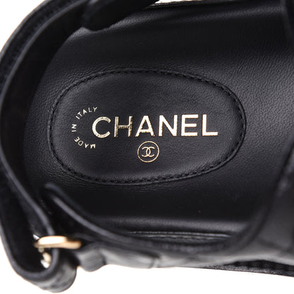 Chanel Grained Calfskin Velcro Dad Sandals 38.5 Black 8 of 10