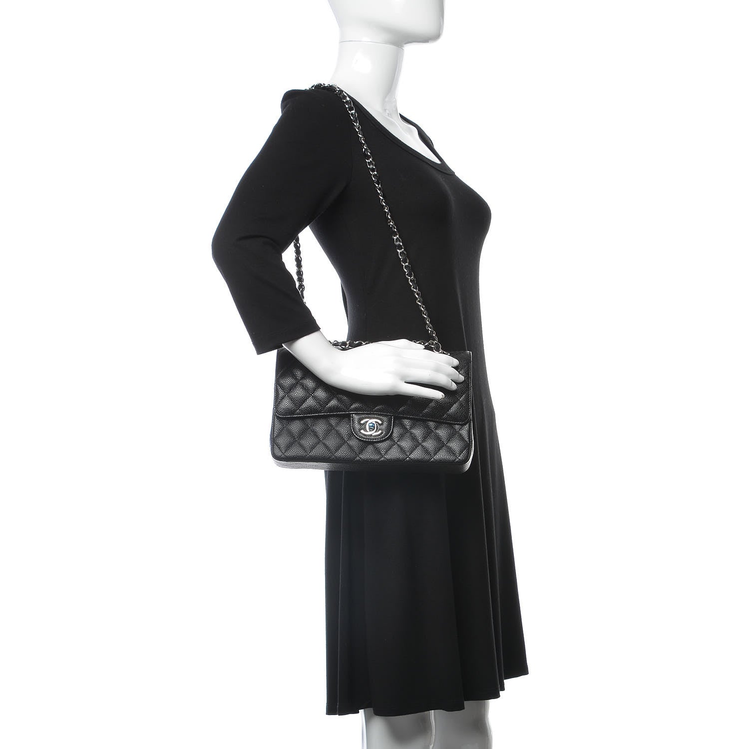 Chanel Caviar Quilted Medium Double Flap Black 2 of 9