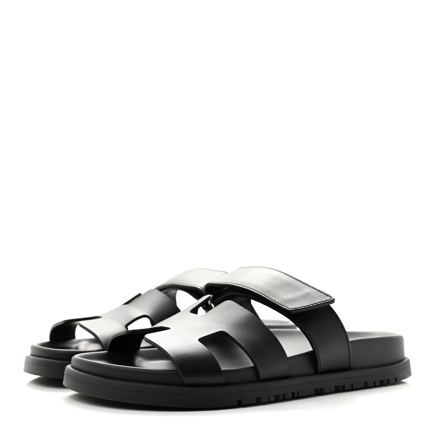 Hermes Calfskin Womens Chypre Sandals 36.5 Black 4 of 9