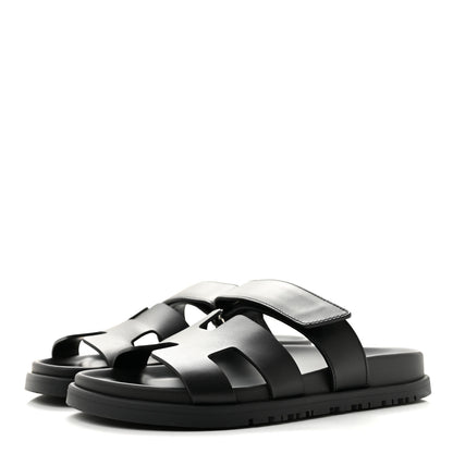 Hermes Calfskin Womens Chypre Sandals 36.5 Black 4 of 9